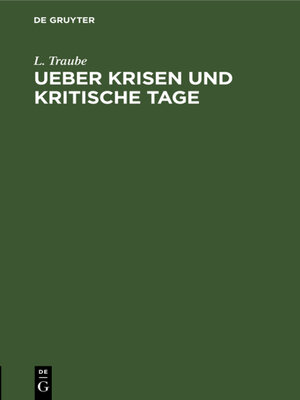 cover image of Ueber Krisen und kritische Tage